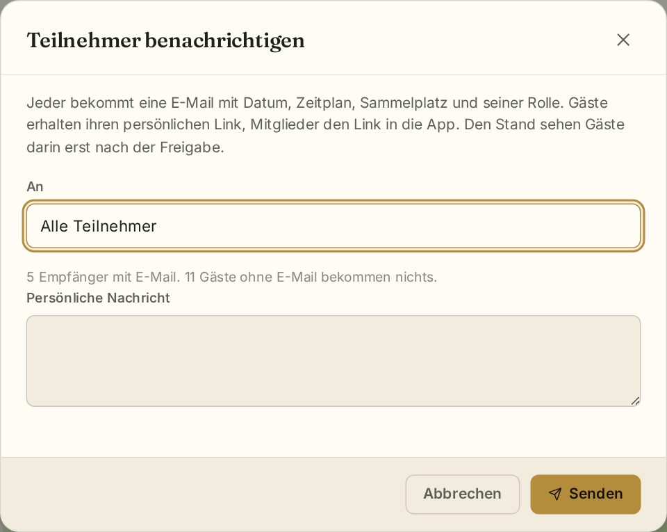 Teilnehmer benachrichtigen