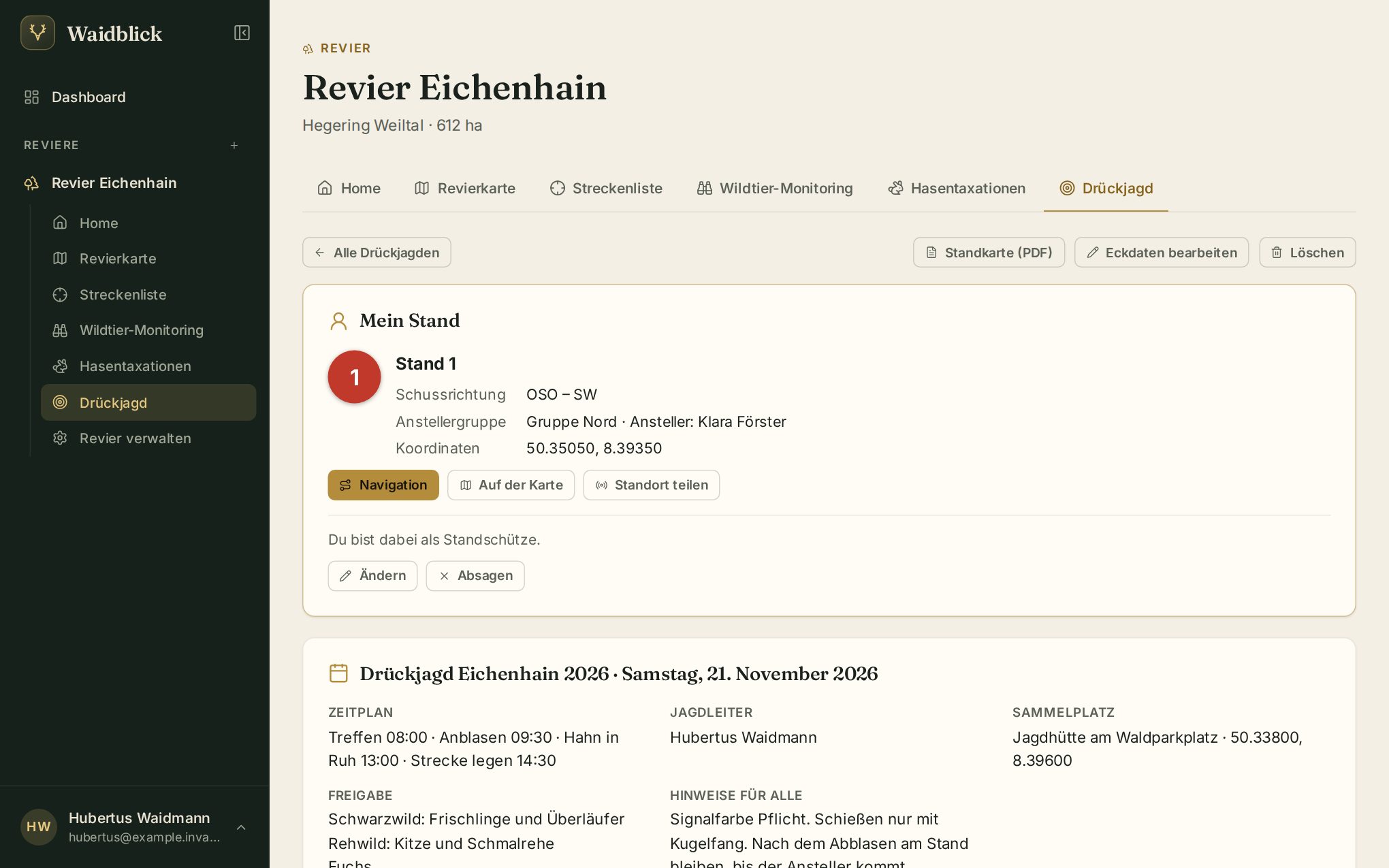 Planung einer Drückjagd