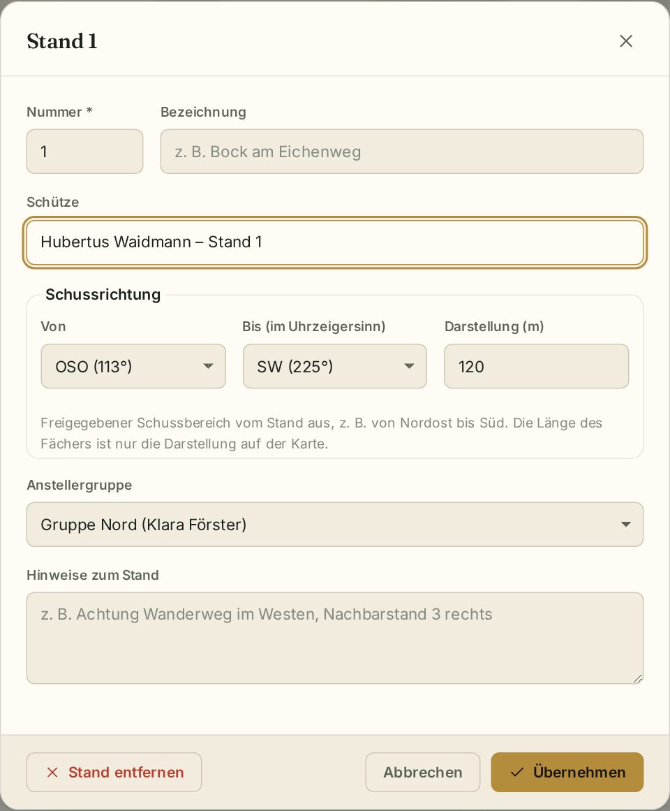 Stand bearbeiten