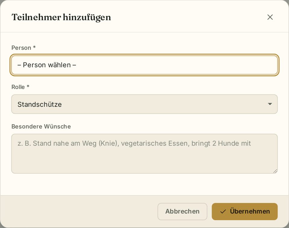 Teilnehmer hinzufügen