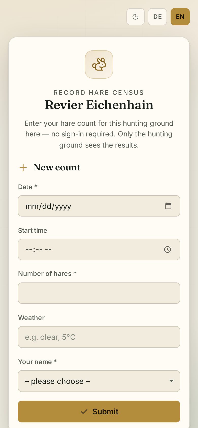 Record hare census